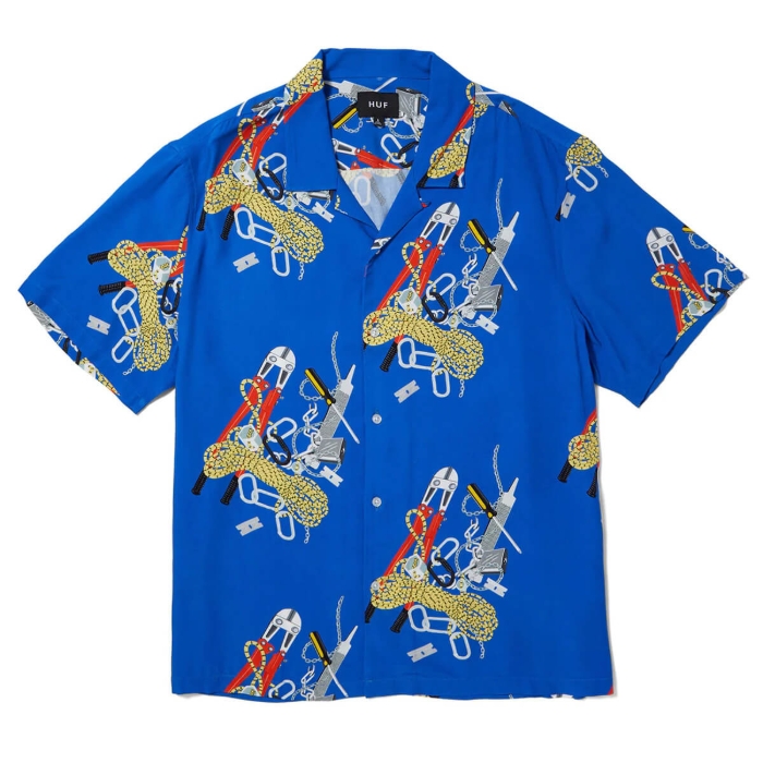 HUF SKIDROKYO S/S RESORT SHIRT ROYAL L