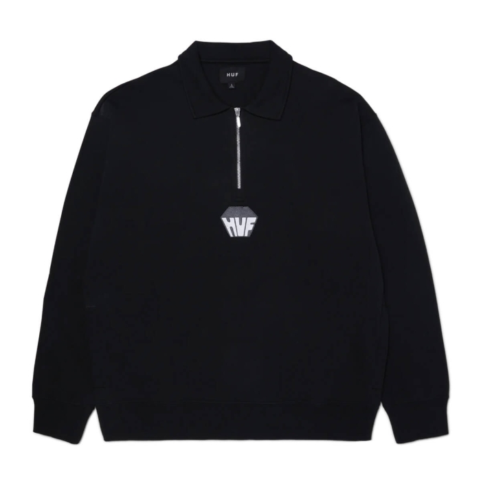 HUF BIG BLOCK 1/4 ZIP FRENCH TERRY BLACK M