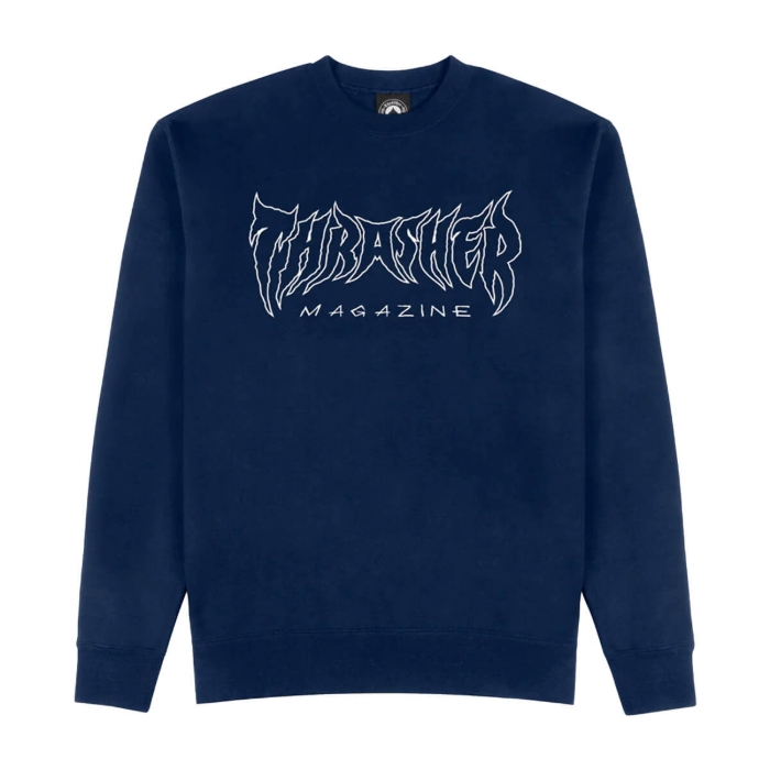 THRASHER MAGAZINE METAL CREWNECK PULLOVER NAVY L