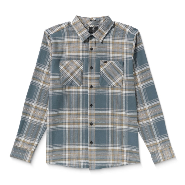 VOLCOM NETASTONE FLANNEL LONG-SLEEVE SHIRT DARK SLATE M