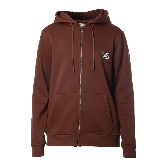 FALLEN FURY PATCH ZIP HOODIE PULLOVER BROWN/BLACK M
