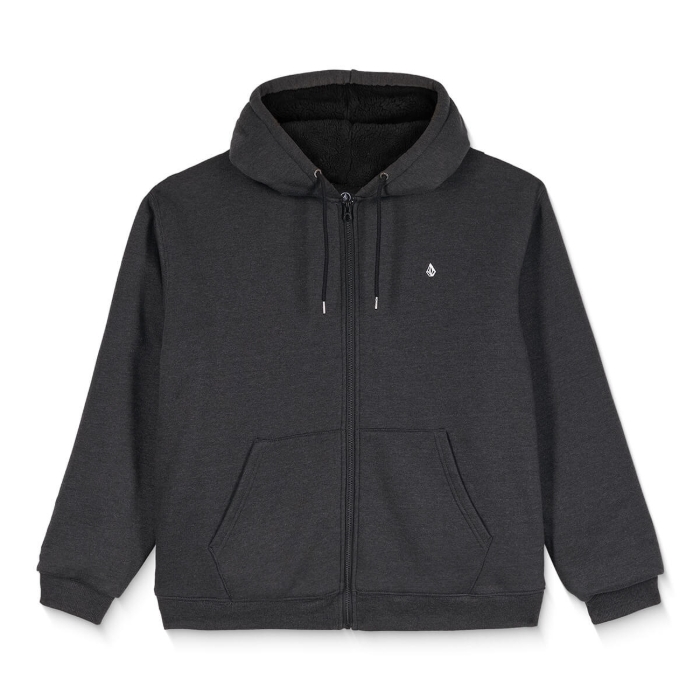 VOLCOM SINGLE STONE LINED ZIP HEATHER BLACK M