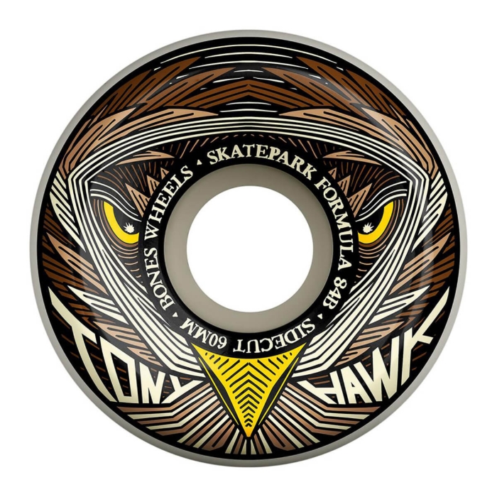BONES NIGHT HAWK 60MM SIDECUTS SKATEPARK FORMULA 84B WHITE 60MM