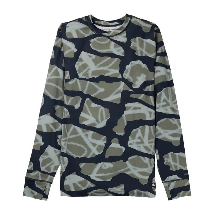 BURTON MEN'S MIDWEIGHT BASE LAYER CREWNECK GRAFFITI CAMO XL