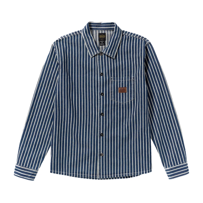 RVCA DAYSHIFT HICKORY OVERSHIRT DARK DENIM M
