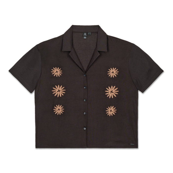 VOLCOM EMB MIDNITE RAMBLE TOP SHIRT VINTAGE BLACK M