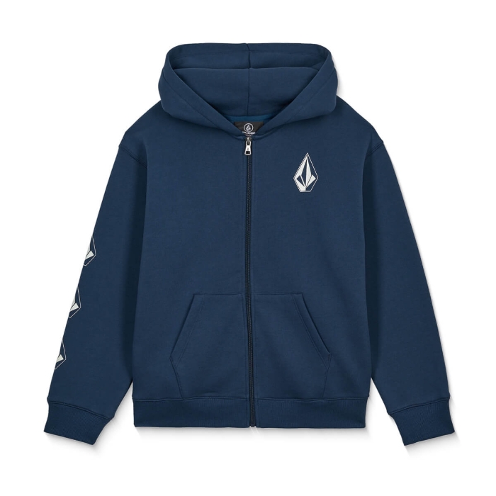 VOLCOM ICONIC STONE GID ZIP  HOODIE PULLOVER DUST BOWL INDIGO L