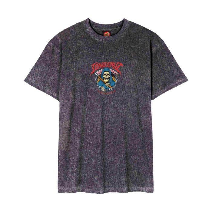 SANTA CRUZ OUT OF TIME FRONT T-SHIRT BLACK ACID WASH XL